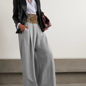 Dries Van Noten Pleated wide-leg track pants Size Small